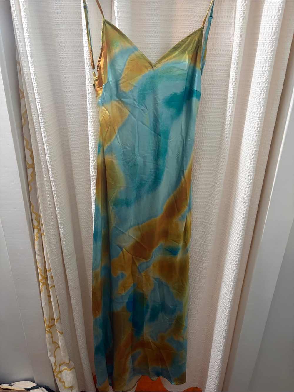 Flying Tomato Teal and Mustard Slip Maxi Dress